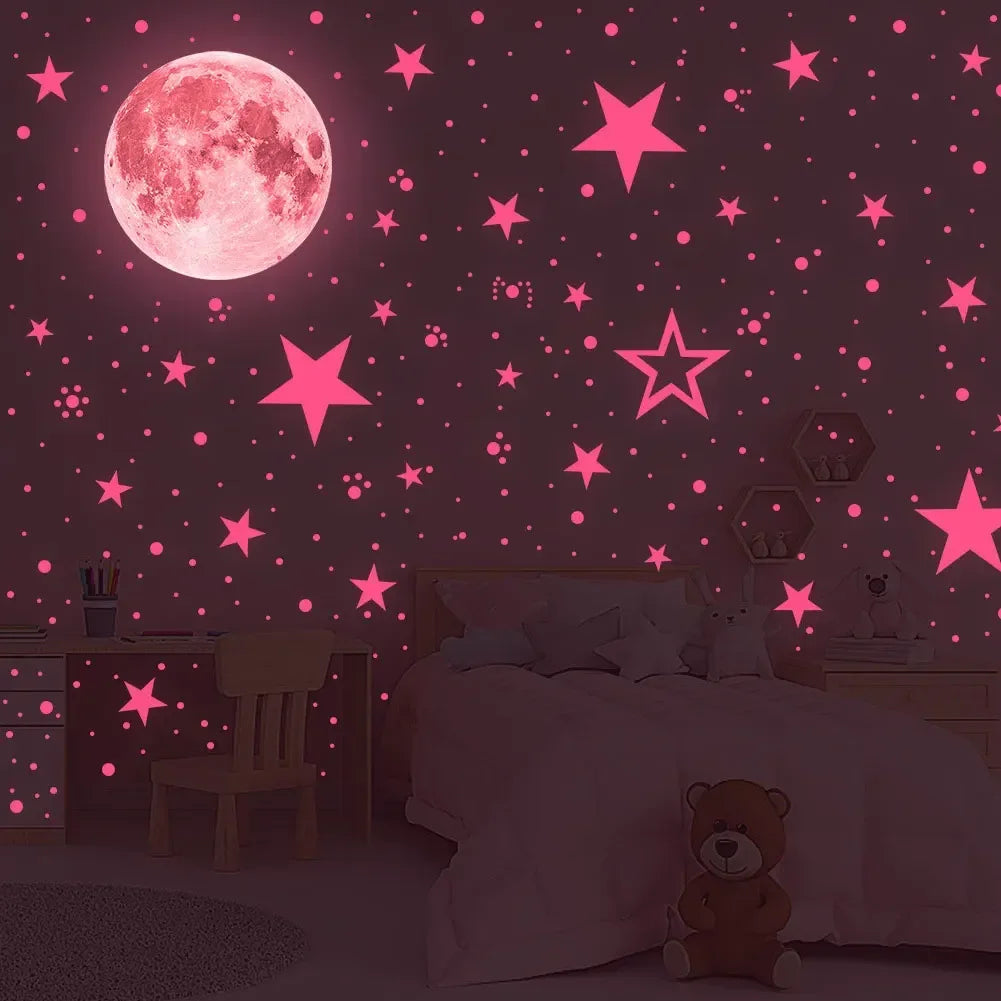 Colorful Moon Luminous Wall Stickers For Kids Room Bedroom Ceiling Art Decals Home Decor Unicorn Stars Glow In The Dark Stickers - Sun Studio