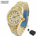 2025 Hot Fashion Gold Watches Women Luxury Stainless Steel Elegant Iced Diamond Jewelry Quartz Wristwatch Ladies Dropshipping - Sun Studio