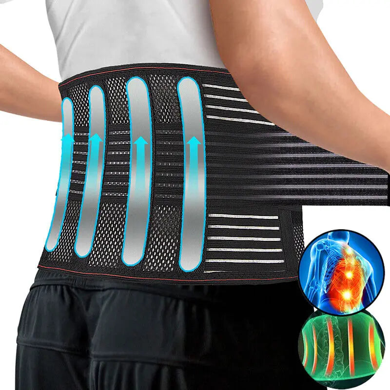 Lower Back Support Waist Sprain Brace Belt Sciatica Pain Therapy Work Men Women Adjustable Waist Trainer Belt Lumbar Corset - Sun Studio