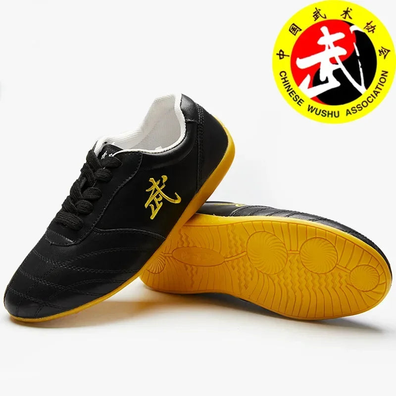 Men Woman Genuine Leather Wushu Tai Chi Kungfu Glamorous Shoe Routine Martial Arts Shoes Professional Competition Shoes big 46 - Sun Studio
