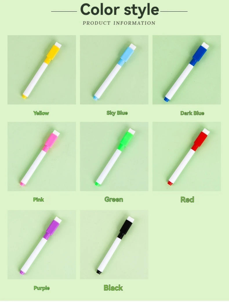 100/5Pcs Dry Erase Whiteboard Markers Set, Washable Pens with Magnetic Eraser for Office Whiteboards & Art Supplies - Sun Studio