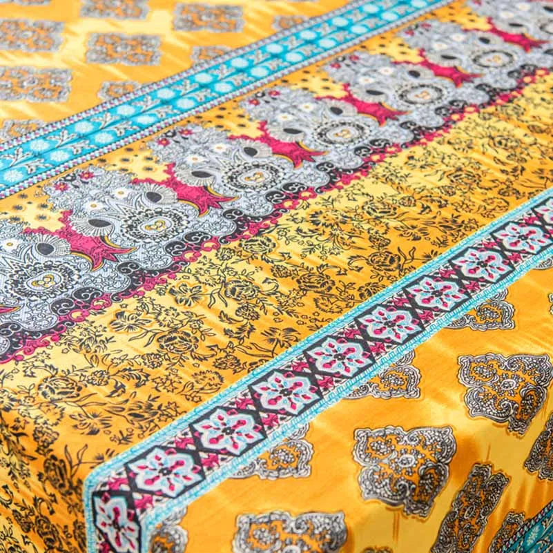 Bohemian Fabric Ethnic Vintage Retro Boho Printed Cotton Linen Home Decor Upholstery Textile