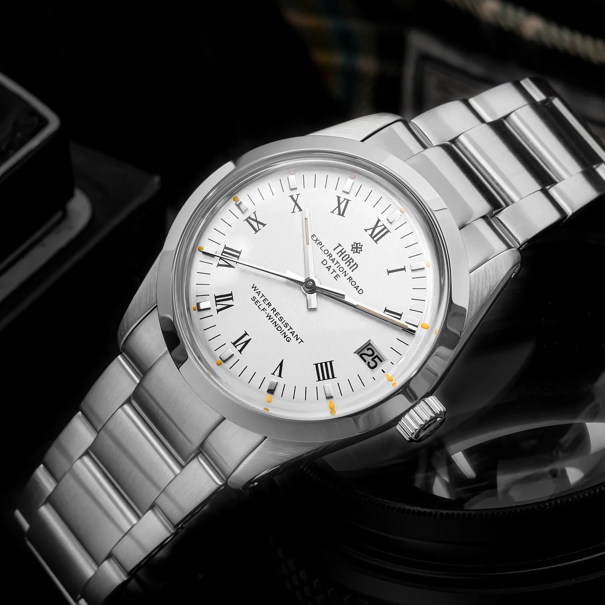 THORN T004 34mm Retro Men's Watch Automatic Movement Watch Hemisphere Sapphire Luminous 10Bar Waterproof Watches - Sun Studio