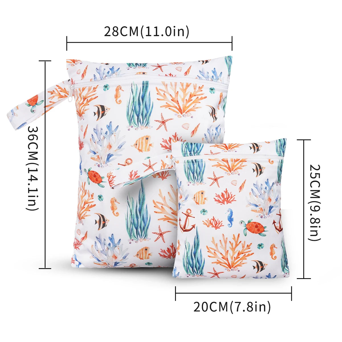 2pcs/set Waterproof And Reusable Wet Dry Bags For Diapers Travel Beach Pool Daycare Baby Items Yoga Gym Bag for Swimsuit - Sun Studio