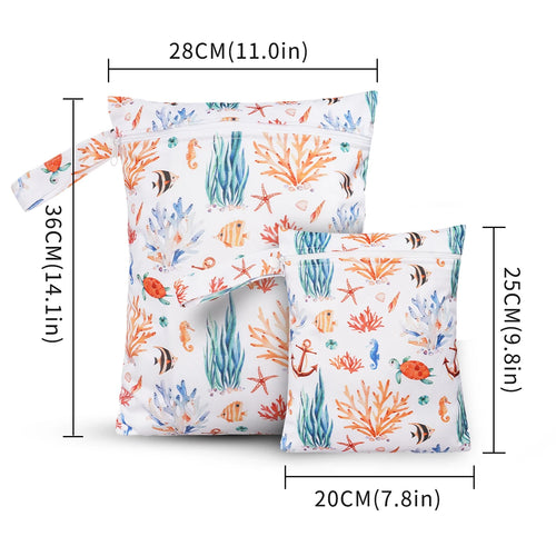 2pcs/set Waterproof And Reusable Wet Dry Bags For Diapers Travel Beach Pool Daycare Baby Items Yoga Gym Bag for Swimsuit - Sun Studio