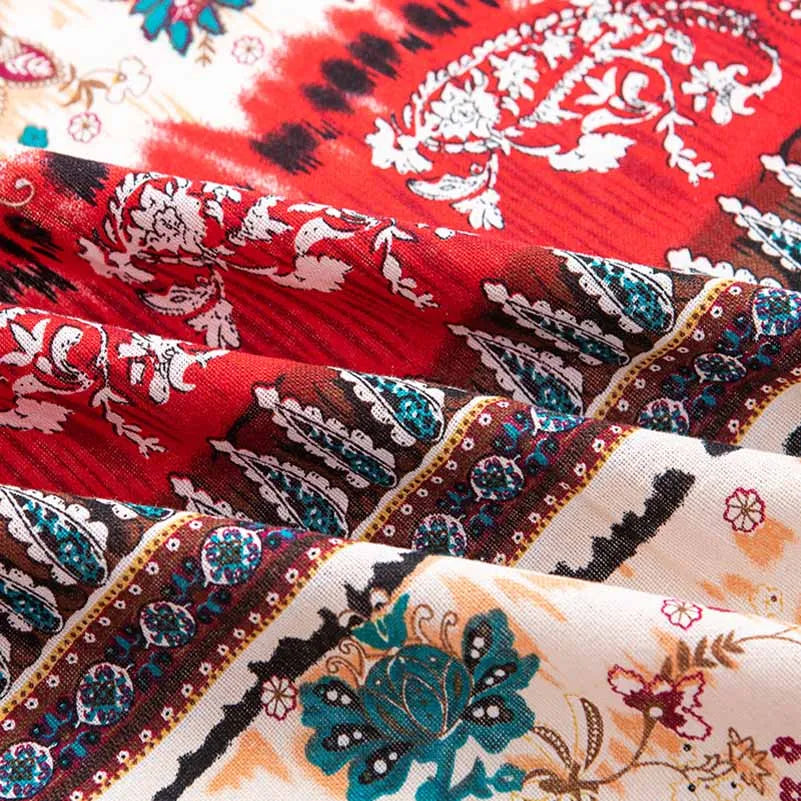 Bohemian Fabric Ethnic Vintage Retro Boho Printed Cotton Linen Home Decor Upholstery Textile