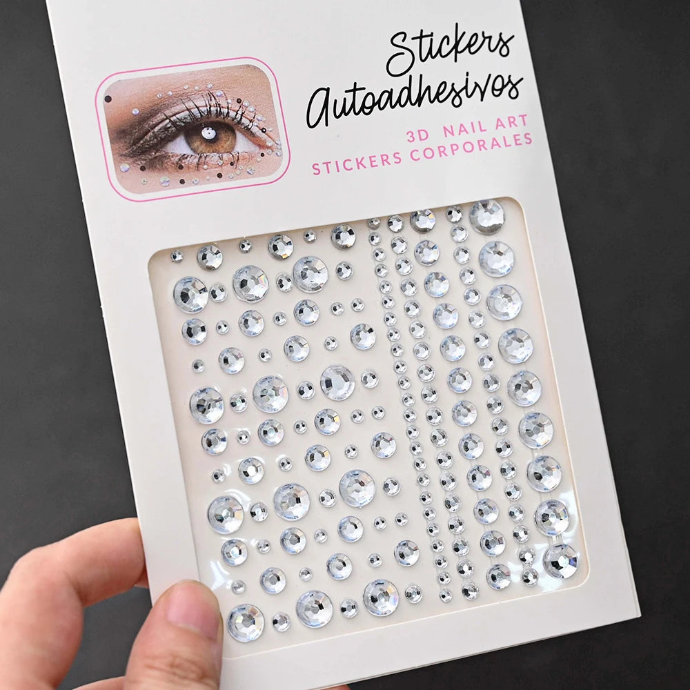 1Pcs Face Diamond Gem Sticker 5D Colorful Rhinestone Tattoo Stickers Fo Festival Nail Body Makeup Bling Jewelry DIY Face Sticker