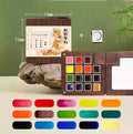 Portable Watercolor Set Walnut Paint Box With Palette 8/15 Colors Travel Mini Watercolor Paint Art School Supplies - Sun Studio