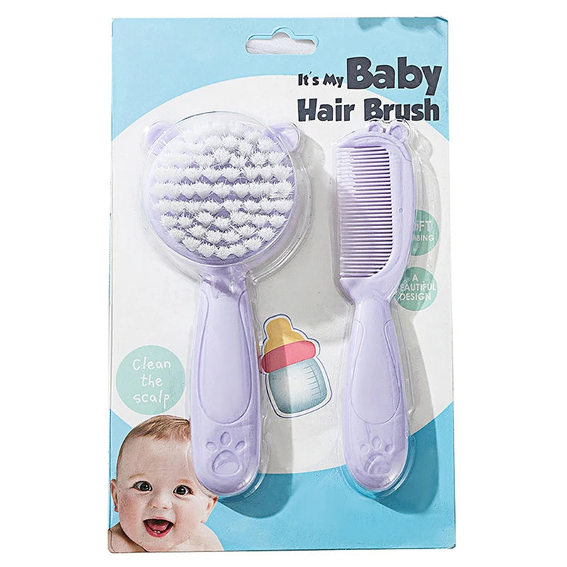(BBQ4)2Pcs/Set Cute Kids Baby Small Hair Brush and Comb Set for Newborns & Toddlers Baby Brush Soft Bristles Baby Hair Care Gift - Sun Studio