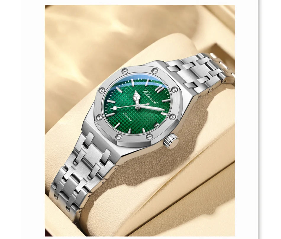 Luxury Women Watches Silver Steel Simple Casual Business Dress Watches for Women Top Brand Waterproof 3bar Calendar Gift Clock - Sun Studio