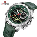 NAVIFORCE Luxury Original Watches For Men Casual Sport Chronograph Alarm Quartz WristWatch Leather Waterproof Digital Clock 9163