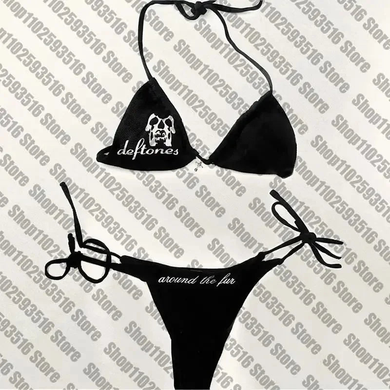 Swimsuit Women Sexy Bikini Set letter print Padded Bra Thong Two Pieces Swimwear Beachwear Bathing Suit Femme - Sun Studio