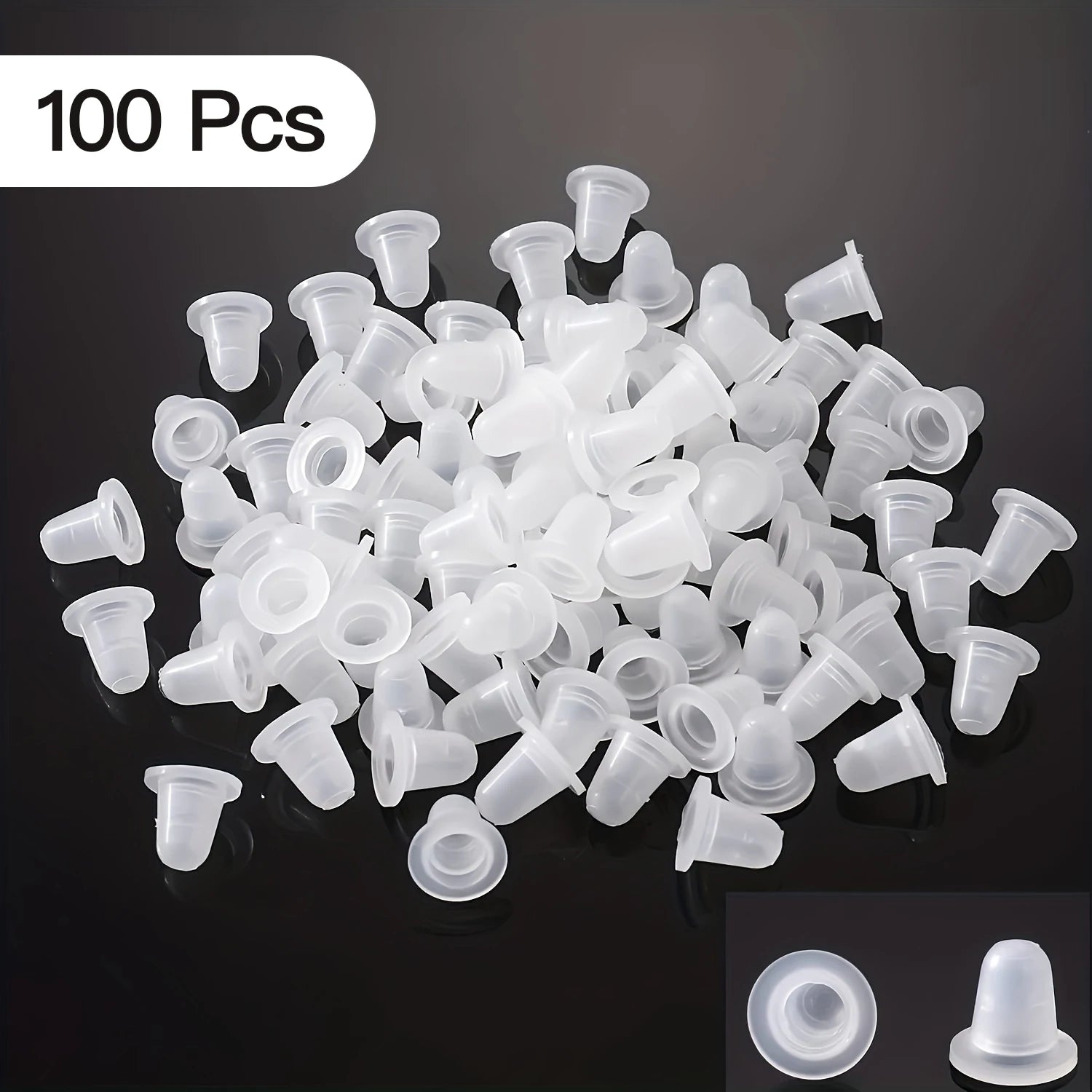 100Pcs Disposable Tattoo Ink Cup S  Size and L Size Silicone Permanent Tattoo Makeup Eyebrow Makeup Pigment Container Caps - Sun Studio