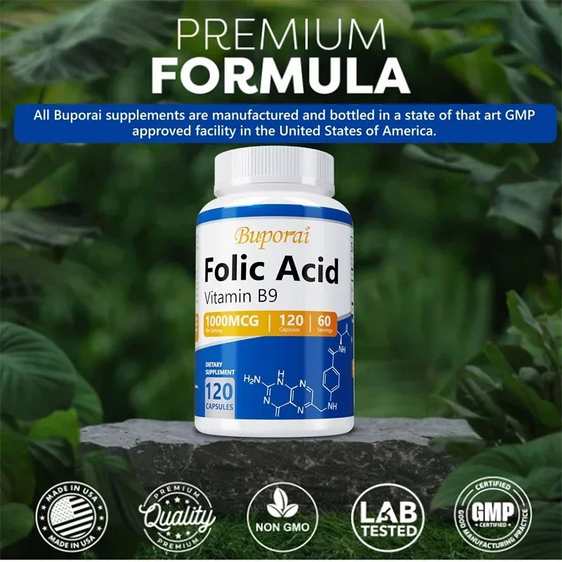 Folic Acid Supplement - Heart Health, Nervous System Health, Prenatal Support - Sun Studio
