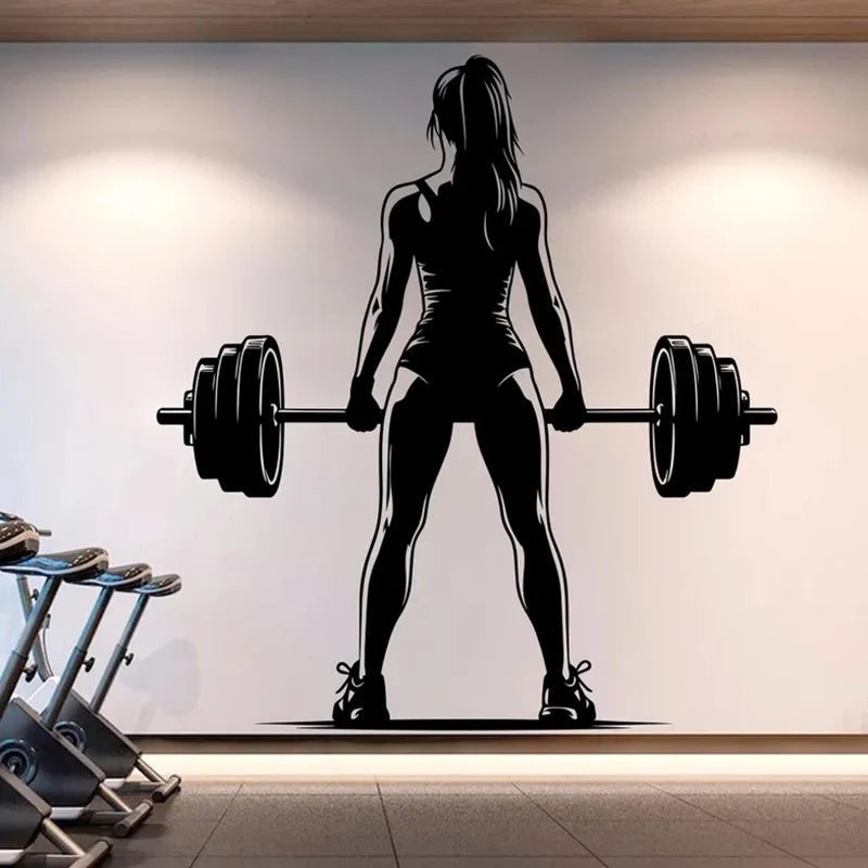 Gym Wall Decal Girl Power Fitness Decor Vinyl Workout Gym Wall Stickers Bedroom Gym Workout Girl Motivation Crossfit Decal S302 - Sun Studio