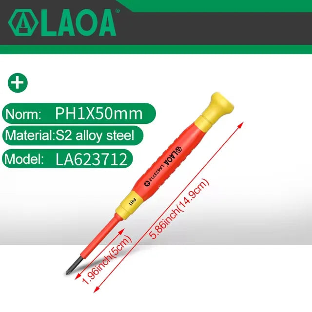 LAOA Insulated Precision Screwdriver a Cross Small Size Screwdriver to Remove Eyeglasses Clocks and Watches Cell Phone Notebook - Sun Studio
