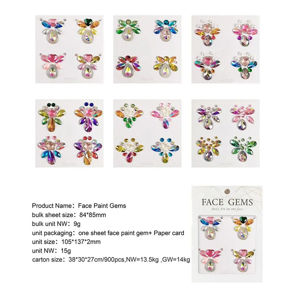 Adhesive Makeup Diamond Sticker DIY Temporary 3D Crystal Face Stickers Glitter Diamond Mask Rhinestone Tattoo Women - Sun Studio
