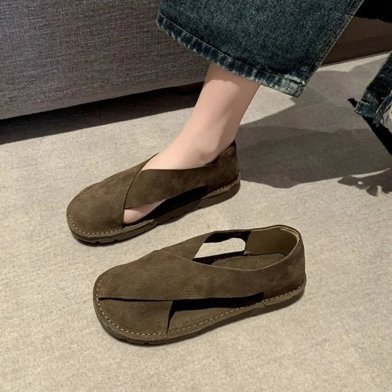 Summer Shoes Women 2026 New Casual Flats Closed Toe Sandals Retro Slip-on Summer Loafers Non-Slip Comfortable Sandal Footwear - Sun Studio