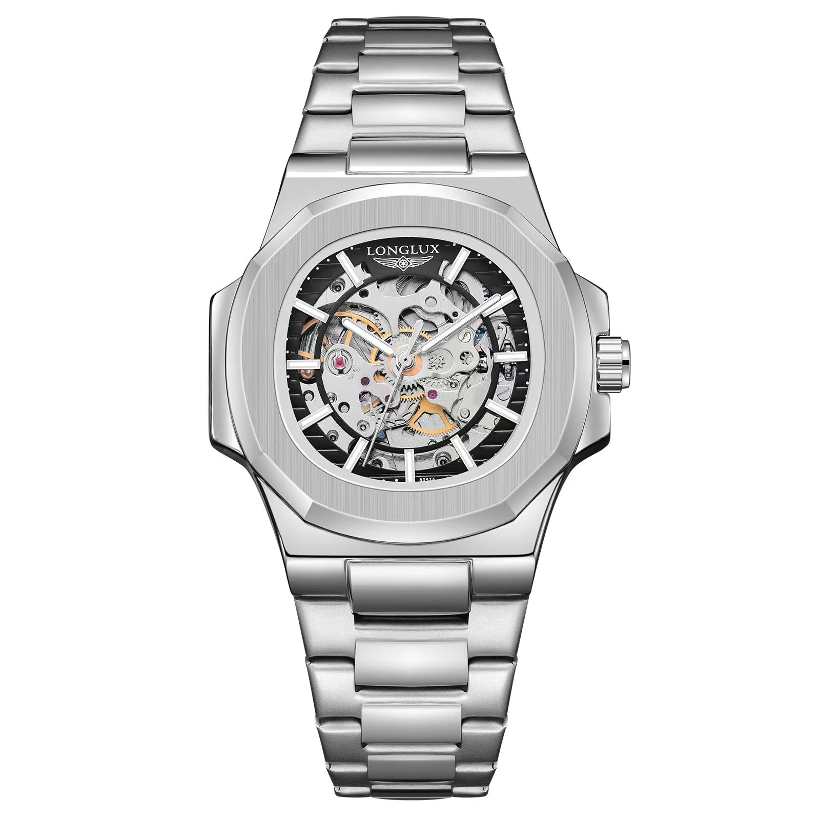 LONGLUX Men automatic mechanical watch luxury watches waterproof skeleton business cheap wholesale stainless steel gift watch - Sun Studio