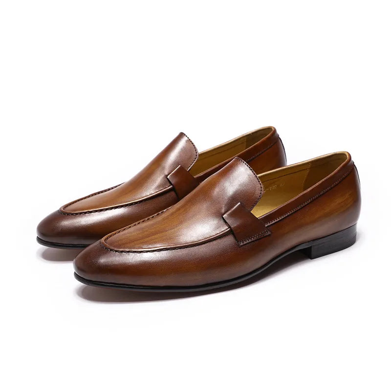 YETTIES Designer Fashion Mens Loafers Leather Handmade Black Brown Casual Business Dress Shoes Party Wedding Men's Footwear - Sun Studio