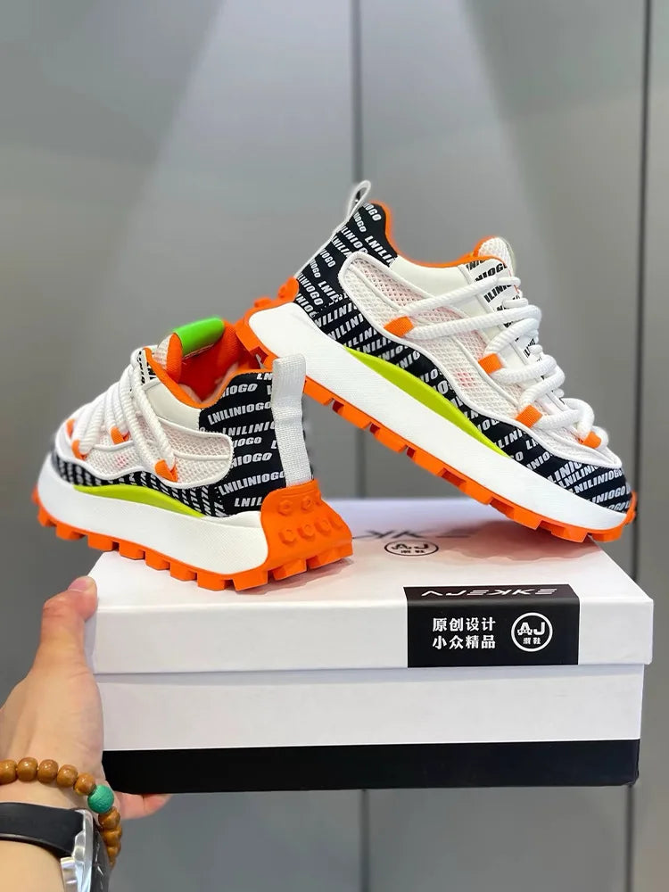 Spring and Autumn New Men's Shoes Thick soled Height Increasing Casual Shoes Comfortable and Breathable Running Sports Shoes - Sun Studio
