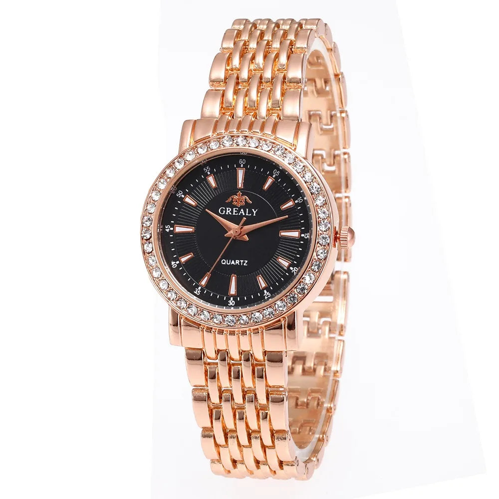 New Casual Watches Women Luxury Fashion Lovers Watch Rhinestone Stainless steel Quartz Watch Men Women Gift Business Wristwatch - Sun Studio