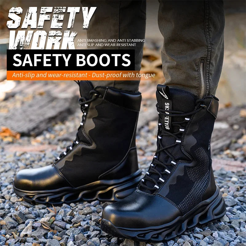 New Fashion 2024 Men Boots Safety Shoes Security Steel Toe Cap Military Boots Working Steel Toe Anti-Smashing Men's Work Boots - Sun Studio