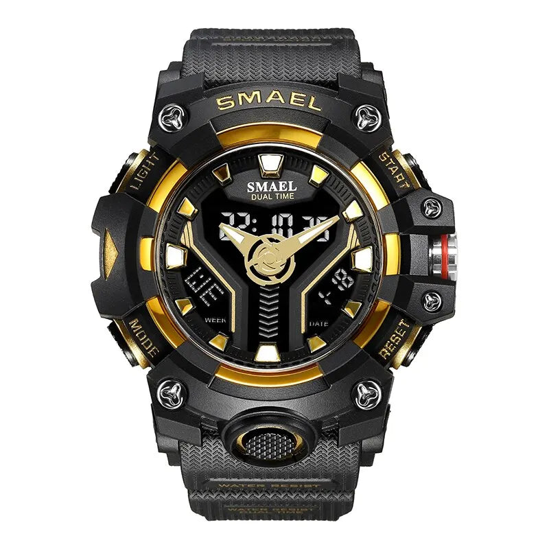 New SMAEL Sport Watch for Man Dual Time Watch for Men Shock Resistant Led Light Watch Military 8075 Quality Mens Sports Watches - Sun Studio