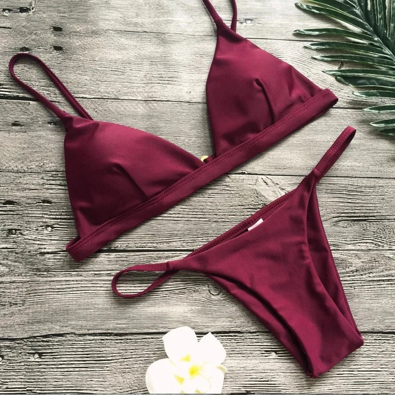 Fashion Solid Bikini Set Swimwear Women Split Triangle Micro Bikini  Brazilian Swimsuit 2026 New Beach Two Pieces Bathing Suit - Sun Studio