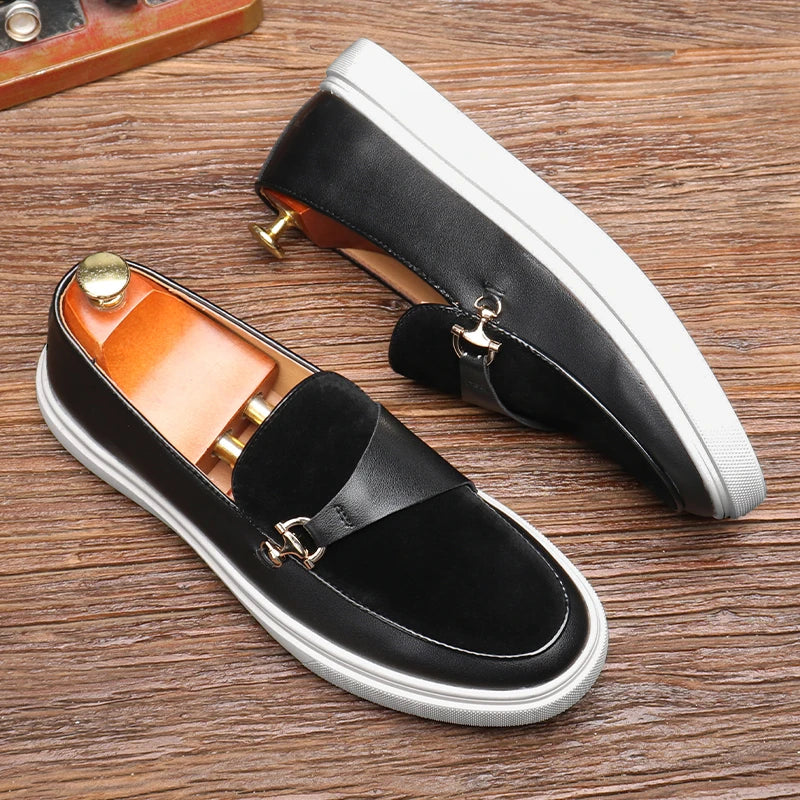 Fashion Men's Casual Slip-on Leather Shoes Men Classic British Style Penny Loafers Mens Outdoor Board Shoe Driving Flats - Sun Studio