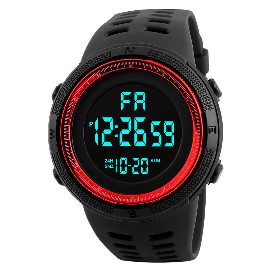 YIKAZE Men's Digital Electronic Watch Sports Glow 50mm Large Dial Student Outdoor Adventure Trend Multifunctional Watches Clock - Sun Studio