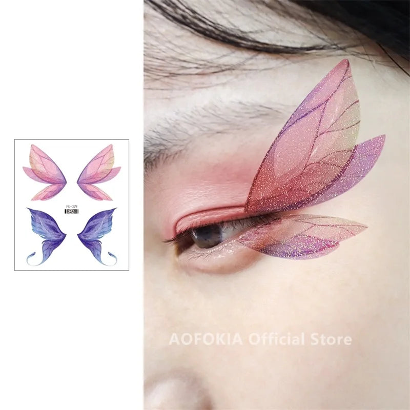 Glitter Butterfly Tattoo Temporary Waterproof Body Sticker Gradient Color Face Make Up Festival Accessories Disposable tatto - Sun Studio