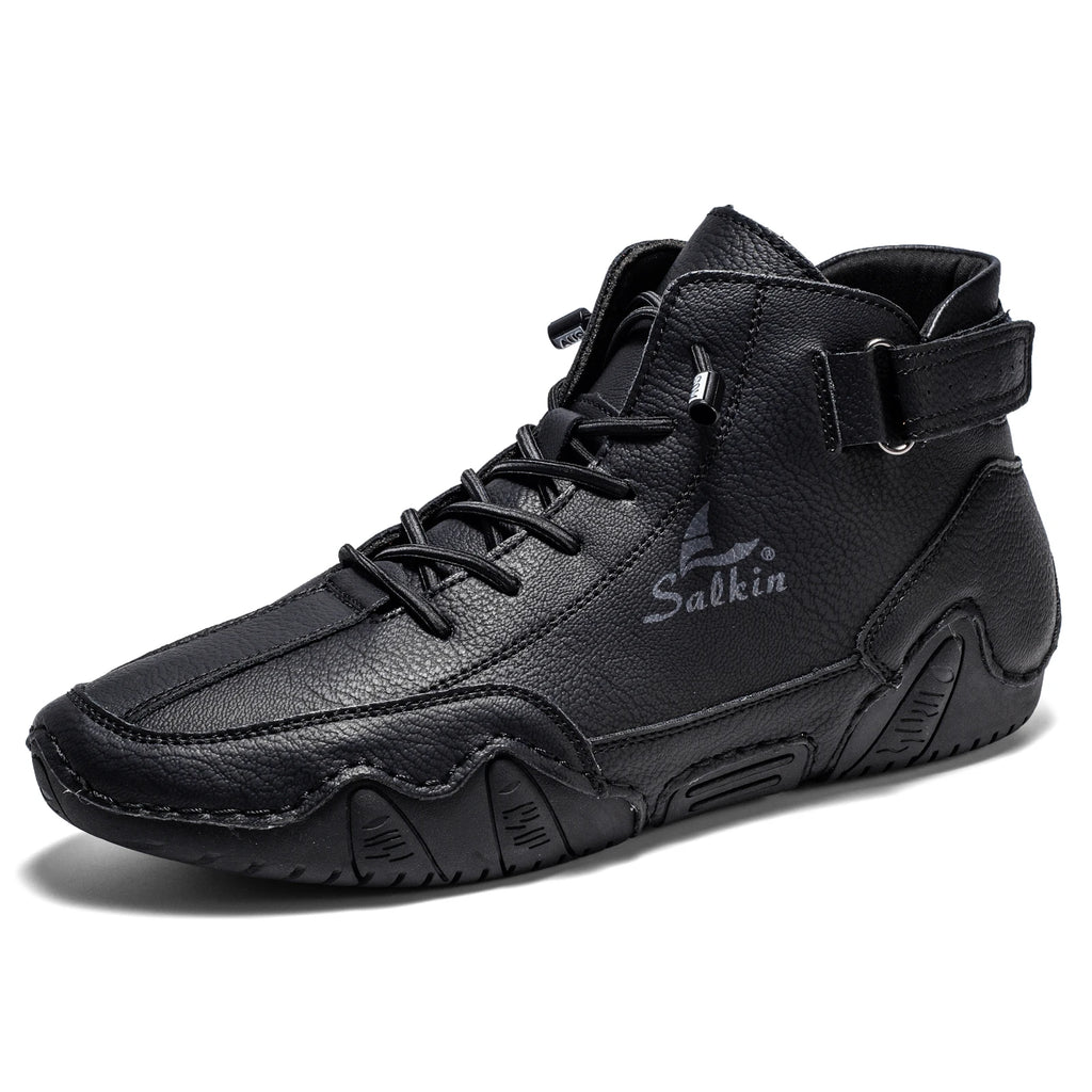 New 2025 Handmade Leather Casual Men Shoes Design Sneakers Man Breathable Leather Shoes Men Ankle Boots Outdoor