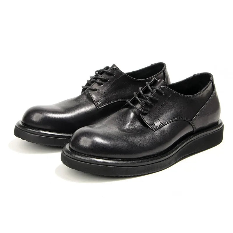 high-quality Men's casual Leather shoes Handmade retro Platform shoes Men Cow Leather Footwear wear resistant comfort Male shoes - Sun Studio