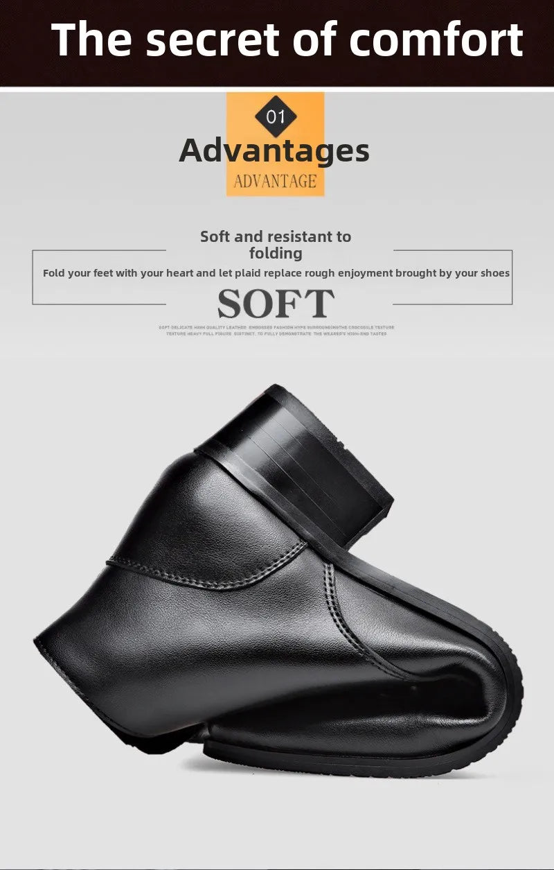 Men's Boots Fashion High-top Casual Boot Pointed Tip Business Leather Boots for Men Plush Warm Winter Boots Lace Up Ankle Botas - Sun Studio