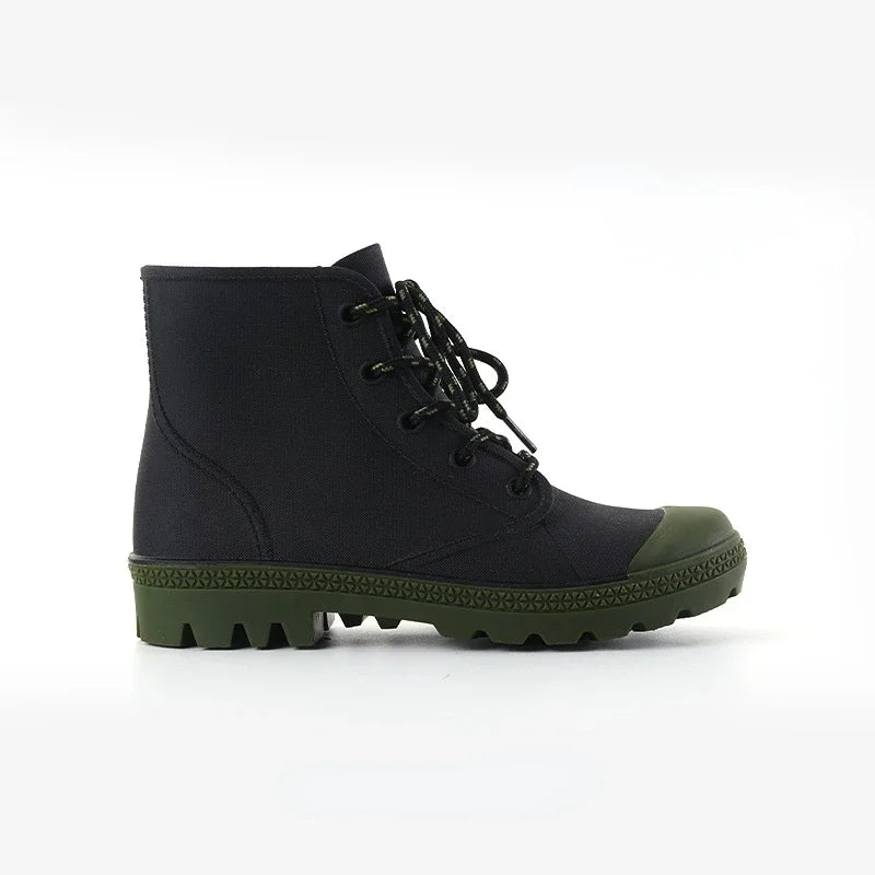Winter Warm Rain Boots Men Fashion Lace-Up Motorcycle Outdoors Rain Boots Camping Fishing Shorts Shoes Waterproof Rain Women - Sun Studio