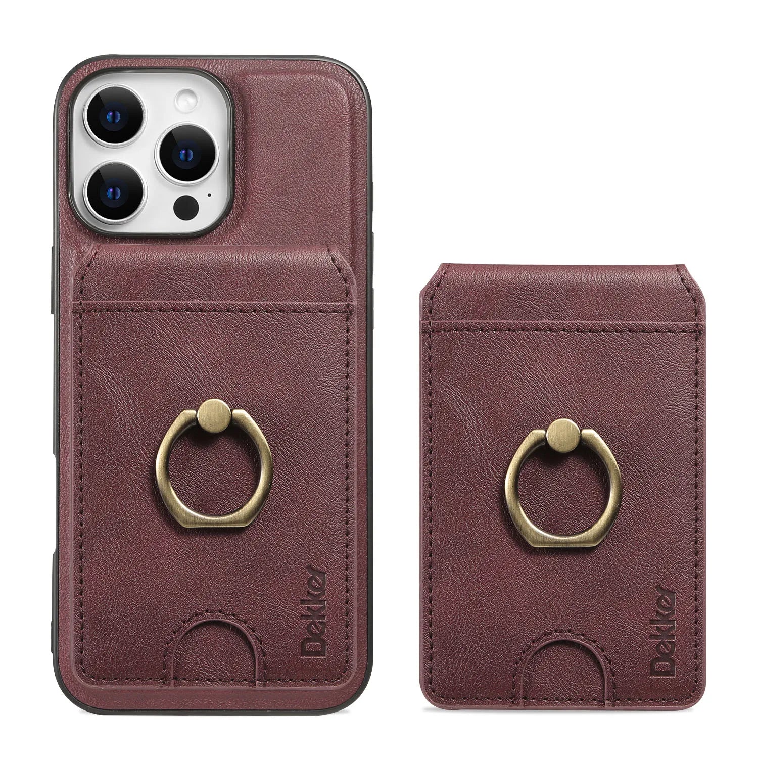 2 in 1 Detachable Vertical Cards Solt Ring Holder Wallet Leather Case For iPhone 16 Pro Max 15 Plus 14 13 12 Magnetic Bag Cover - Sun Studio