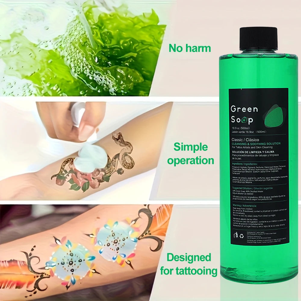 Professional Green Soap EMALLA Cleansing Green Soap Wipes Bottle Tattoo Green Soap for Tattoo Piercing Makeup Tattoo Accessories - Sun Studio