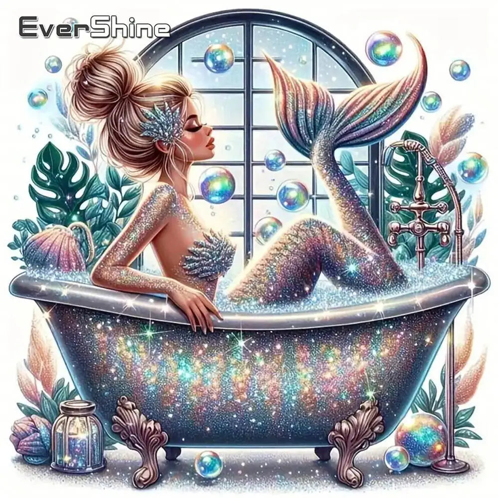 Evershine Full Square Diamond Painting Woman  Cross Stitch Embroidery Mermaid Diamond Mosaic Portrait Picture Home Decor - Sun Studio