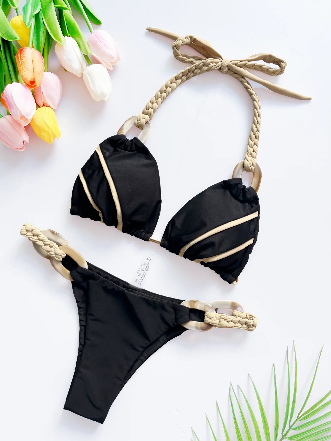 Weave triangle swimsuit lady biquinis Brazilian women bikini ring sexy bathing suit 2026 two pieces suits Halter micro swimwear - Sun Studio