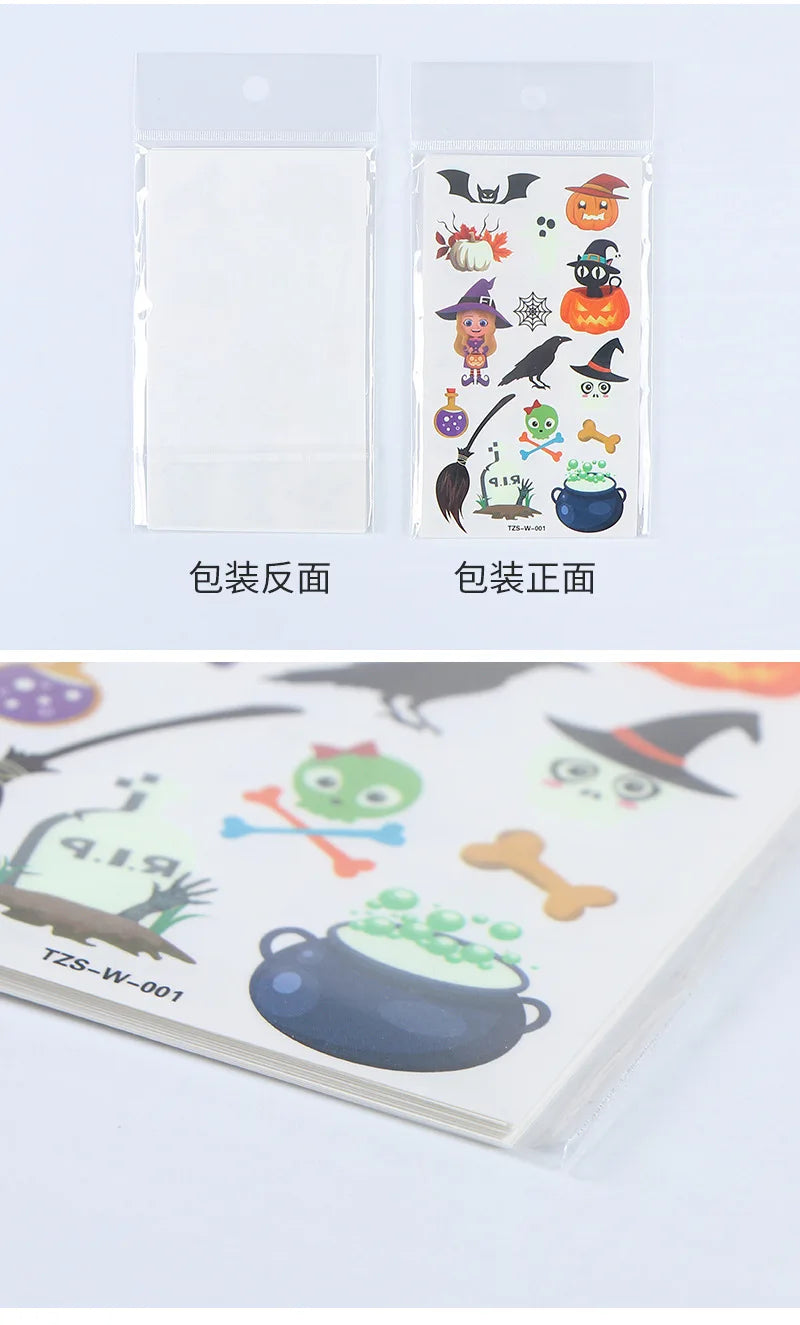 Halloween Party Tattoo Stickers Luminous Stickers Temporary Waterproof Stickers for Face Body Tattoo Boys Halloween Party Decors - Sun Studio