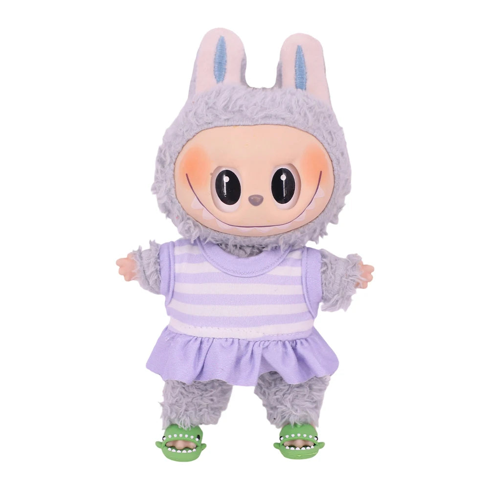 For Labubu Doll Clothes Swimsuit Cute Shark Slippers 15-17Cm Plush Doll Glasses Straw Hat,For labubu Accessories Holiday Gifts - Sun Studio