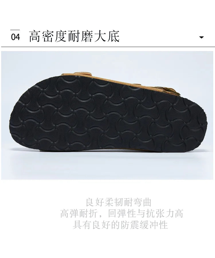 Summer Faux Suede Leather Cork Slippers Flip-flops Women Men Unisex Retro Wear Muller Slippers Fashion Casual Beach Sandals - Sun Studio