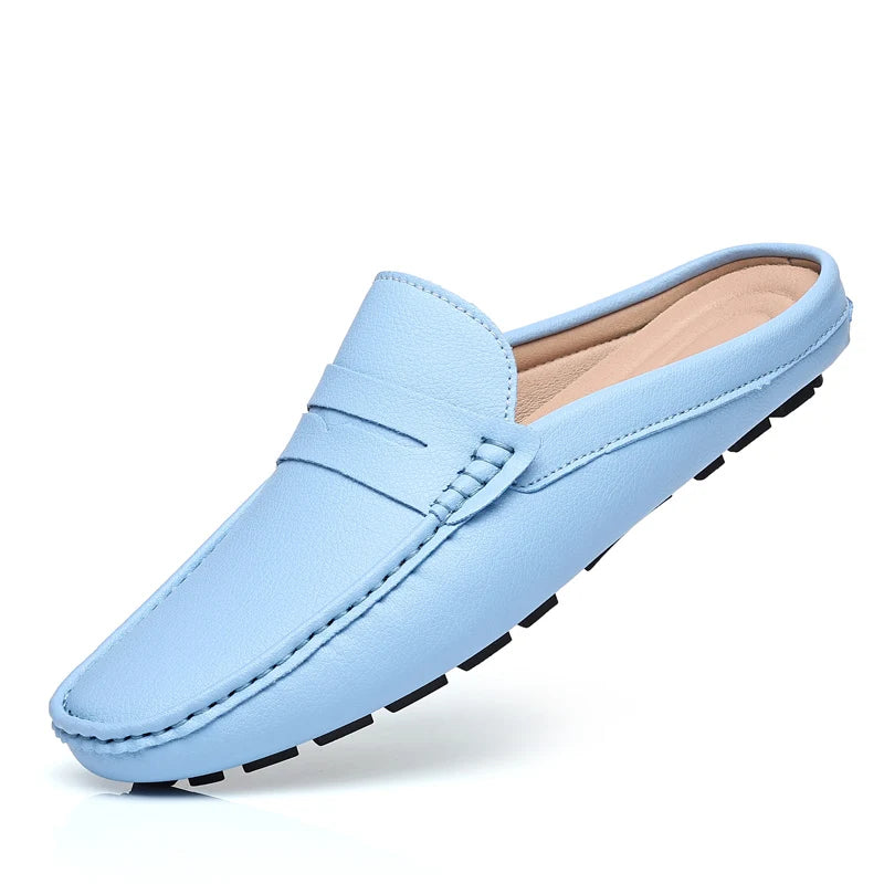 YRZL Loafers Summer Slip on Half Shoes for Men PU Leather Slippers Casual Breathable Comfy Loafers Moccasins Casual Shoes Men