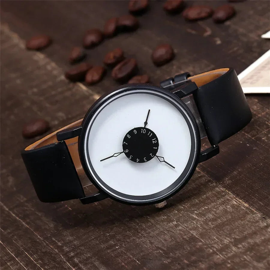 Couple Casual Quartz Watches Leather Band Strap Watch Analog Wrist Watch for Women Men Creative Digital Dial Clock Reloj Mujer - Sun Studio