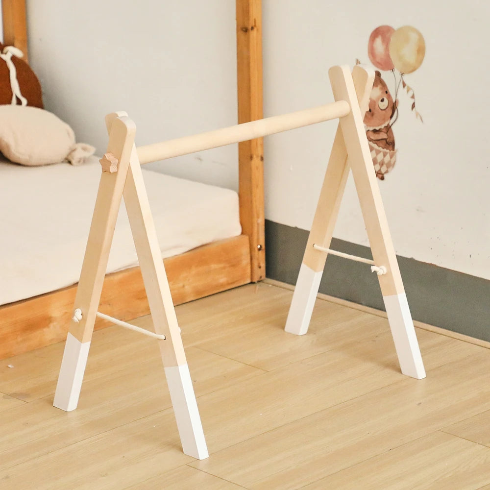 Foldable Baby Play Gym,0 Months Wooden Infant Activity Gym Hanging Toys Tool-Free Assembly Gym,Great for Newborn Development - Sun Studio