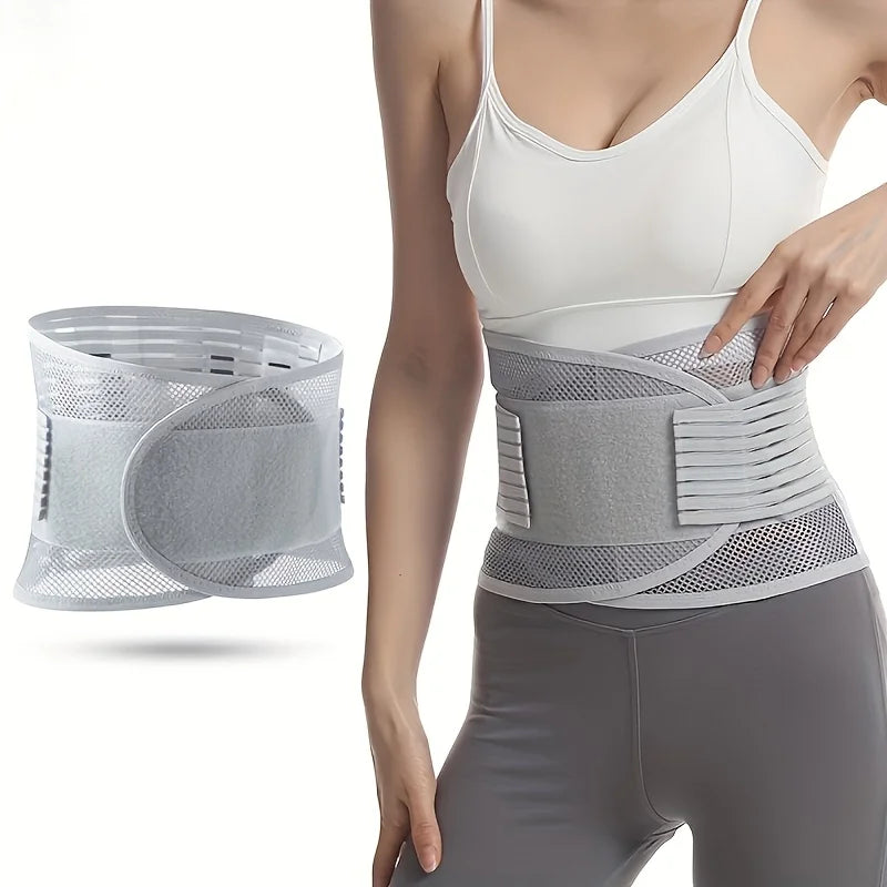 Compression Waist Support Belt with 5 Reinforced Support Plates, Breathable Mesh Back Support, And Adjustable Elastic Compressio - Sun Studio
