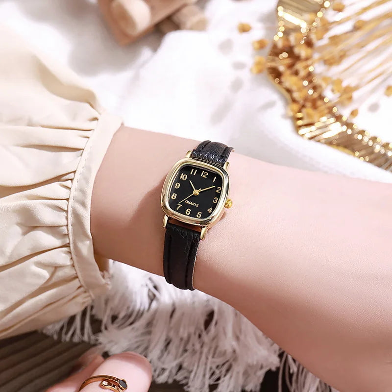 Square Belt Literary Retro Women's Watch Korean Fashion Quartz Watches Versatile Daily Wristwatches Simple Luxury Reloj 시계 - Sun Studio