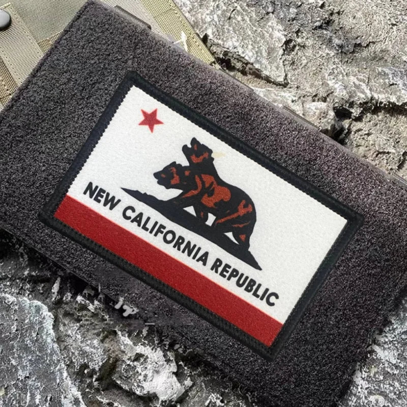 New California Republic Flag Patch Tactical Morale Badge Print Hook&Loop Military Backpack Clothing Decorative Sticker Armband - Sun Studio