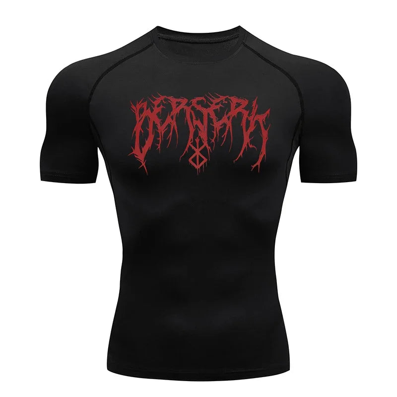 Fitness Workout Rash Guard für Männer athletische schnell trocknende Kompressionsshirts Berserk Druck T-Shirts Tops Unterhemden Baselayers